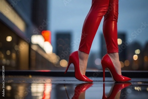red stilettos on the street