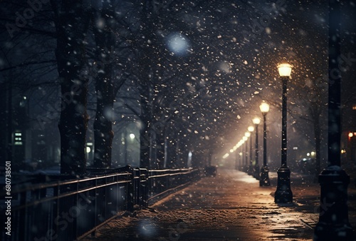 snow falling down a street at night moody atmospheric landscapes blurred imagery new american color