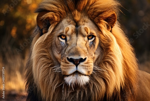 the lion has a white tan face  evocative environmental portraits  macro  dutch realism
