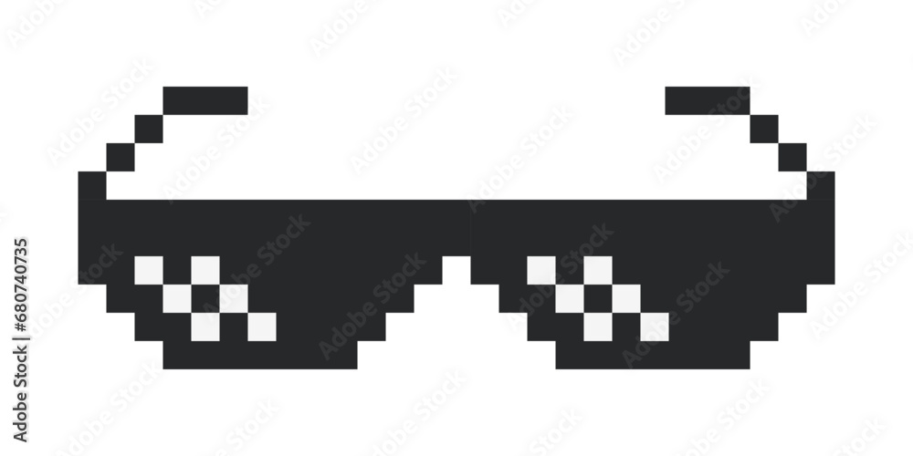 Fototapeta premium 8 bit pixel glasses in black and white.