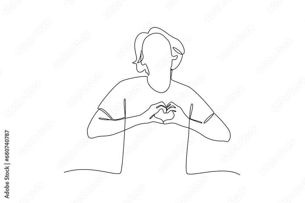 Continuous one line drawing Happy People give love and optimistic. Love concept. Doodle vector illustration. Continuous one line drawing Happy People give love and optimistic. Love concept. Doodle vector illustration.