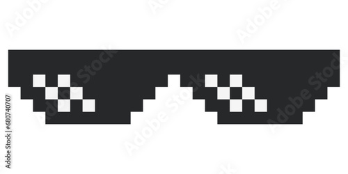 Sun glasses pixel icon black color.