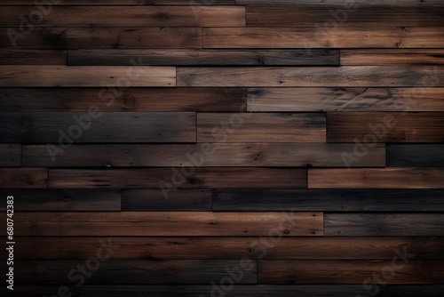 木材の茶色の壁の板パネルのテクスチャの背景画像　timber wood brown wall plank panel texture background　Generative AI photo