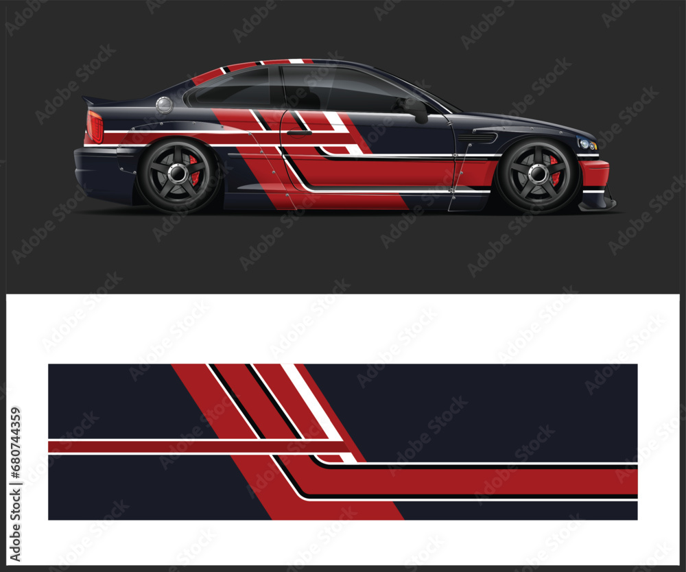 Racing truck wrap design vector. Graphic abstract stripe racing background kit designs for wrap vehicle