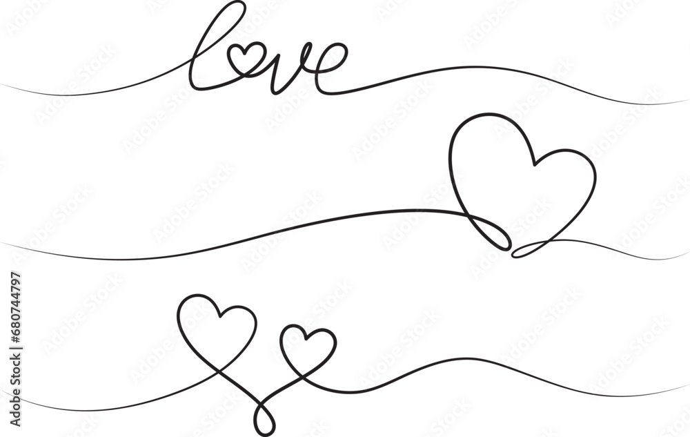 custom made wallpaper toronto digitalHeart lines. Continuous heart line drawing fancy minimalist illustration. Symbol of love one line abstract minimalist outline drawing. EPS vector
