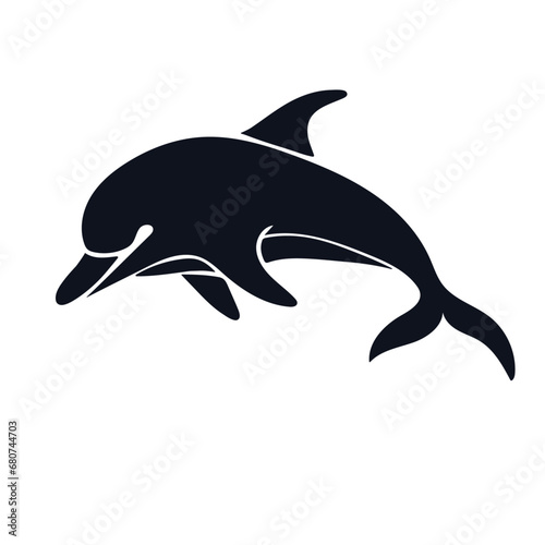 Silhouette  stencil of a marine mammal dolphin. Vector graphics.