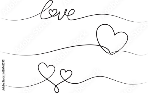 Heart lines. Continuous heart line drawing fancy minimalist illustration. Symbol of love one line abstract minimalist outline drawing. EPS vector
