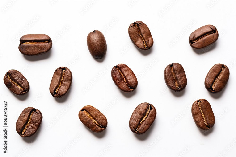 Set of fresh roasted coffee beans isolated on white background. High quality photo Set of fresh roasted coffee beans isolated on white background. High quality photo