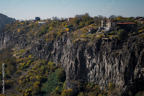 Basalt rocks in the mountains of Armenia. Garni region.