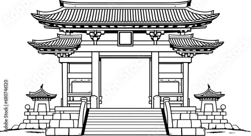 Japanese tori gate drawing
