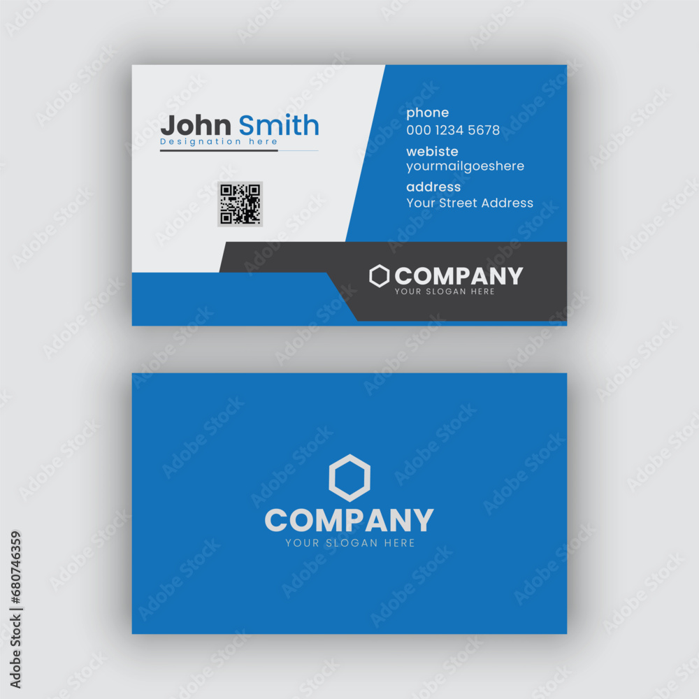 Blue and white professional horizontal business card template Blue and white professional horizontal business card template