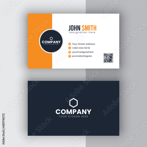 Blue and yellow business card flat design - Business Card Template - Visiting Card	