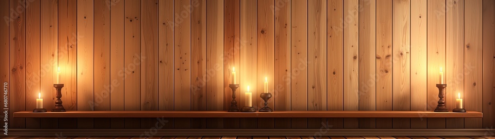 Cozy Wooden Room with Lit Candles