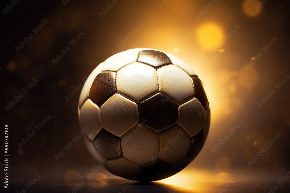 Epic Soccer Illumination: An epic moment captured in the soccer ball's illumination, symbolizing the grandeur and excitement of the beautiful game