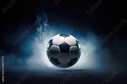 Dynamic Illumination of Football: Witness the dynamic play of light on a soccer ball, creating a visually striking scene under the vibrant sports illumination
