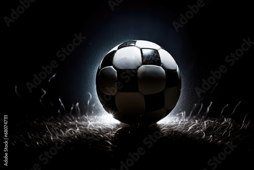 Soccer Sphere Brilliance: The brilliance of the soccer sphere shines forth, radiating energy and excitement under the spotlight of sports luminance photo