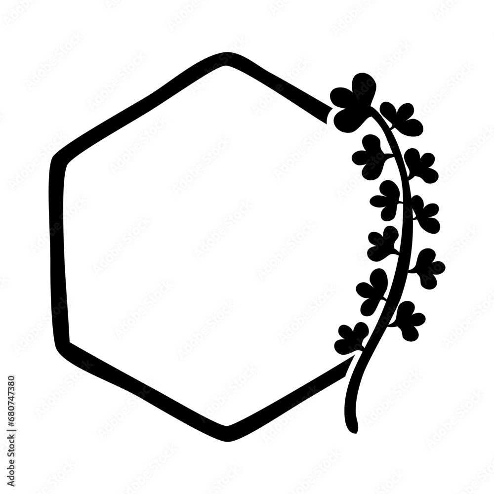 floral simple black border hexagon sketch floral simple black border hexagon sketch