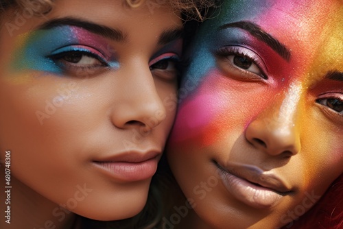 Symbiosis of Light: A Radiant Duo Illuminated by the Spectrum of LGBTQ Pride © Artbotics