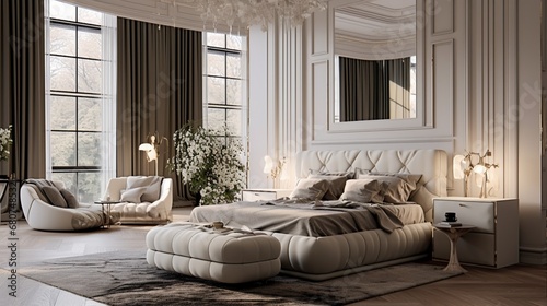 Capture the charm of high-end living with a chic and inviting bedroom composition.