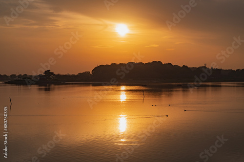 群馬　多々良沼の夕景