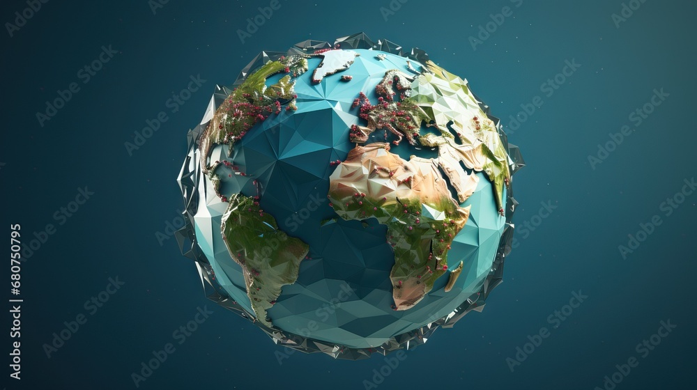 Fototapeta premium photo-realistic planet earth, Geometric abstraction 