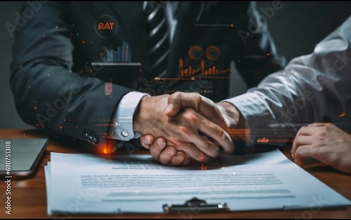 Businessman validates and manages business documents and agreements legal contract signing business contract approval joint venture agreement contract documents confirmation guarantee correctness photo