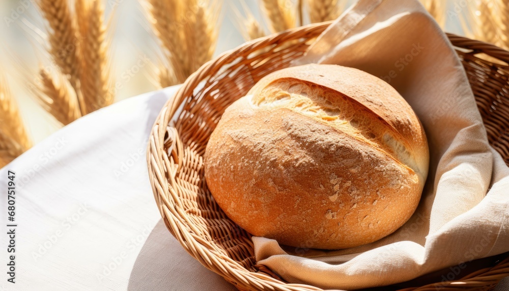 Artisan Bread in Wicker Basket