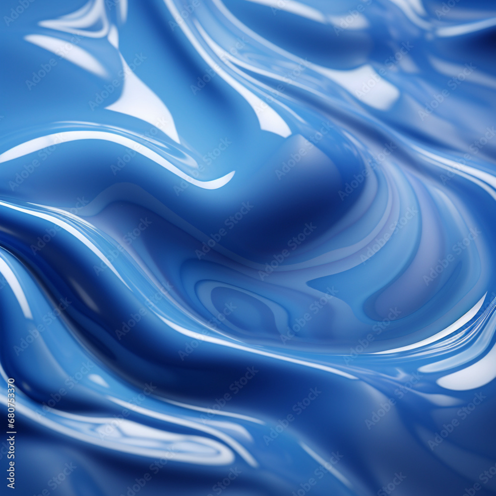 fotografia de estilo macro con detalle de pintura liquida de color azul brillante - obrazy, fototapety, plakaty 