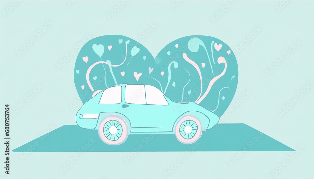 car on the road with heart