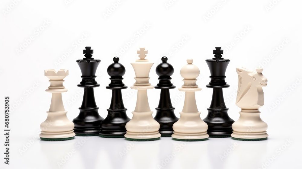 Chess set isolated on a white background AI generated illustration Chess set isolated on a white background AI generated illustration