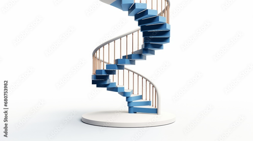 Obraz premium Design of a staircase spiraling upwards isolated on a white background AI generated illustration