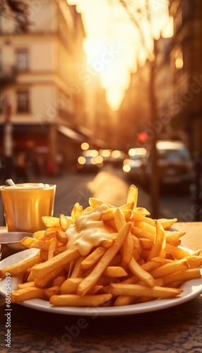 Golden Hour French Fries with Mayonnaise and Ketchup