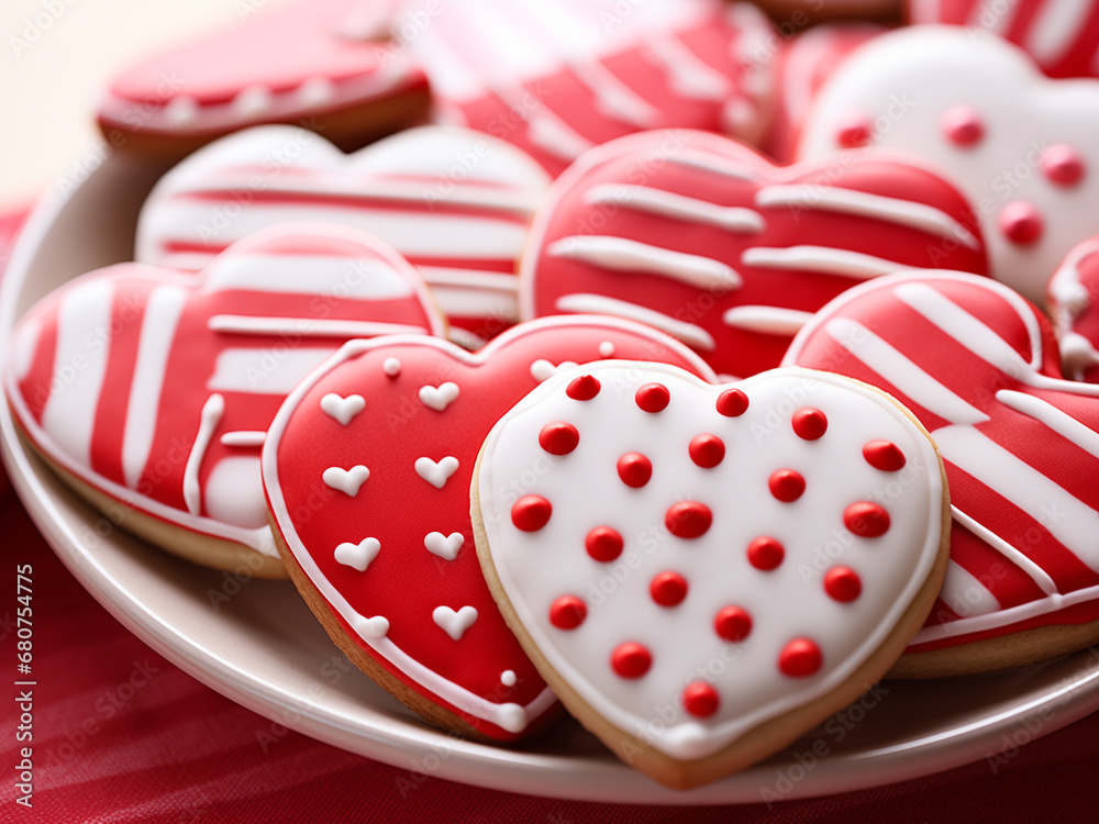 red and white heart shaped cookies