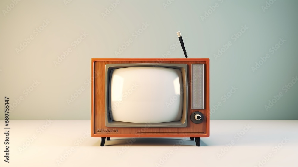 retro television set placed on a blank white environment AI generated illustration