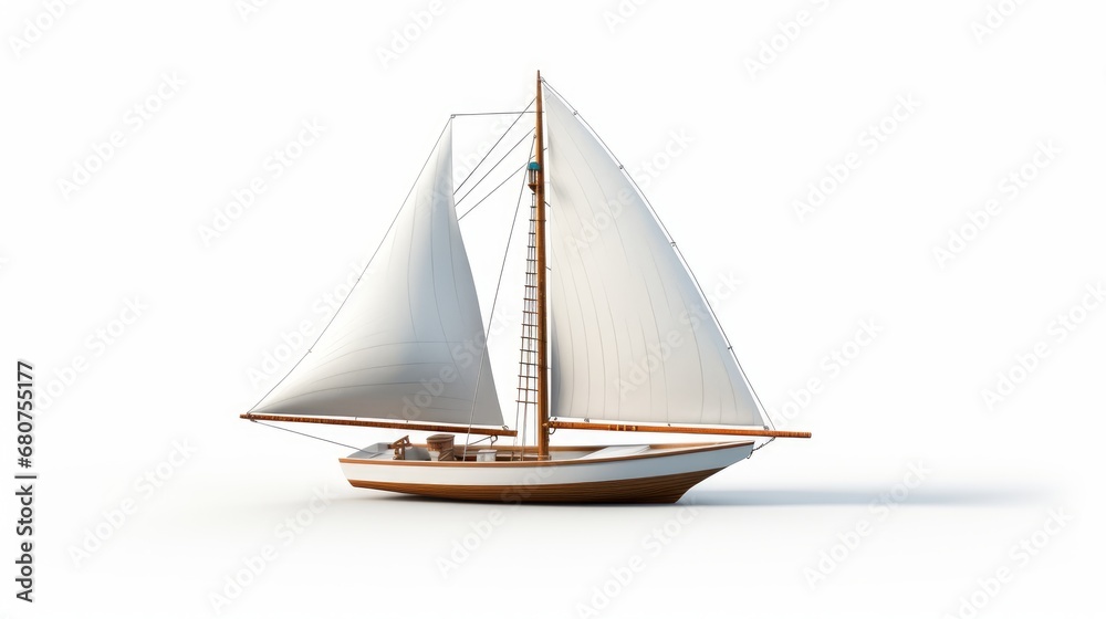 styled old fashioned sailboat isolated on white  AI generated illustration