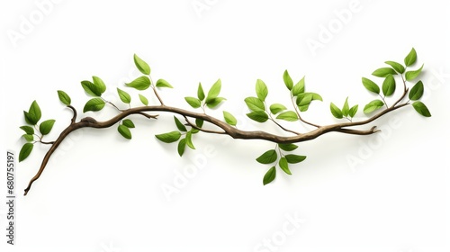 styled tree branch with leaves separated on a white background  AI generated illustration