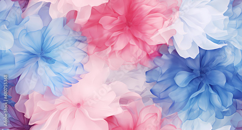 A blue, pink, and white floral pattern photo