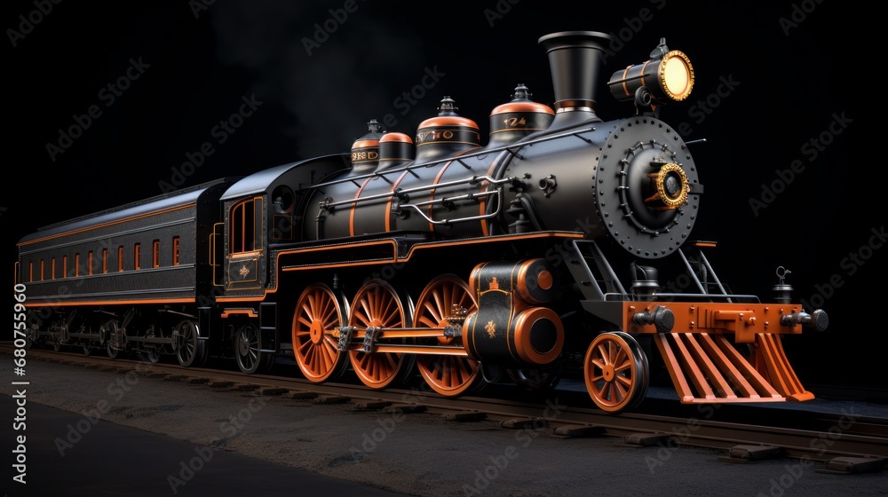high quality  model of a roaring vintage train AI generated illustration