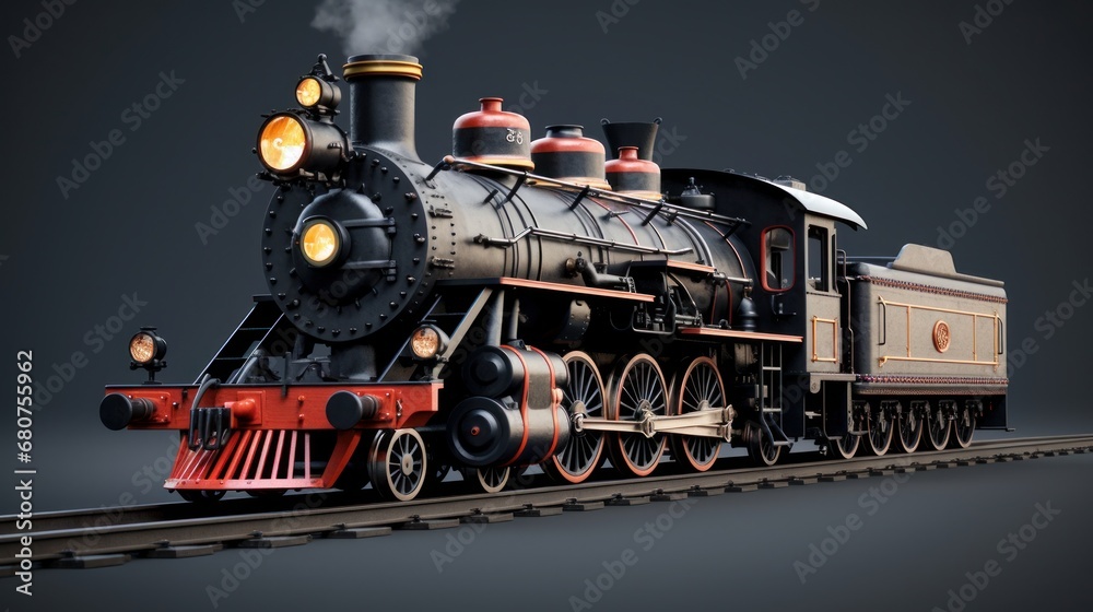 high quality  model of a roaring vintage train  AI generated illustration