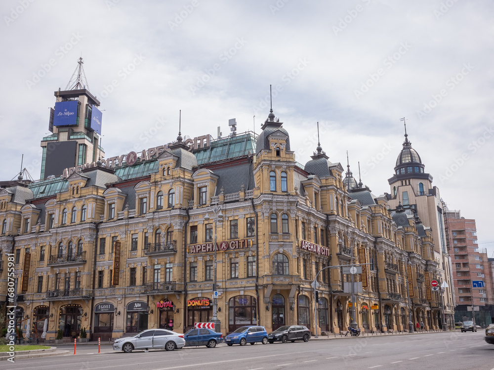historical buildings at the corner of the street in capital kyiv