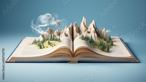 n open book presented in  style on a white backdrop AI generated illustration