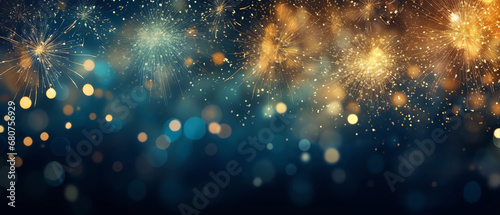New year fireworks in night sky photo