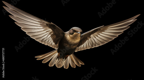 Common Swift Apus Apus Isolated on Black Background, Generative ai © SebuahKisah