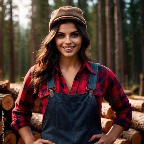 woman lumberjack smiling