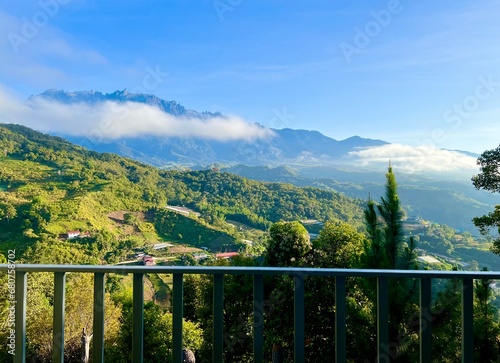 Landscape with mountain, Mount Kinabalu photo