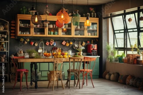 Eclectic  style kitchen interior 