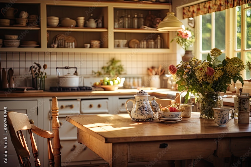 English country design. Kitchen interior . 