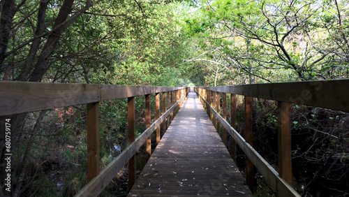 Wooden pathway in Lagoas de Bertiandos photo