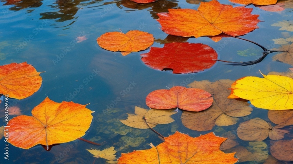 autumn leaves in water autumn leaves in water