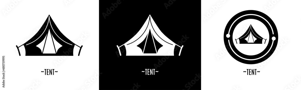 Tent icons set. Collection of black and white icon for business and stock.
